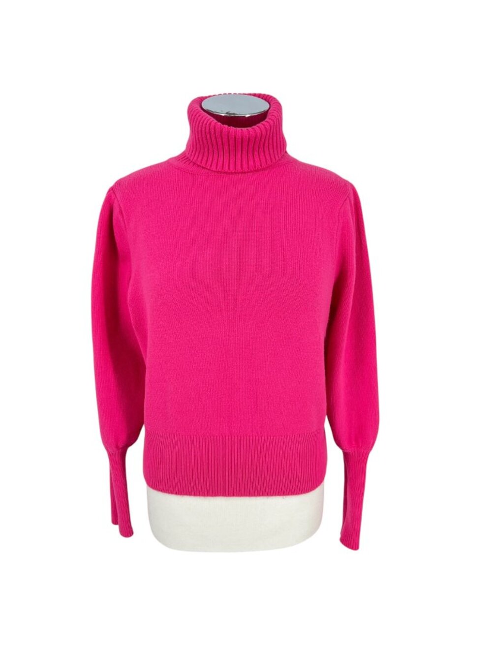 French Connection Puff Sleeve Turtleneck Sweater Pink Size Small Preppy Bold